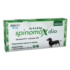 SPINOMAX DUO 4 A 9 KG (ANTIPARASITARIO EXTERNO ORAL A BASE DE SPINOSAD + LUFENURÓN)  - 1 UNID