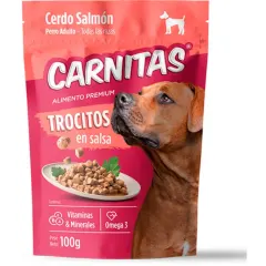 CARNITAS AP PERRO TROCITOS EN SALSA CERDO SALMON X 100GR