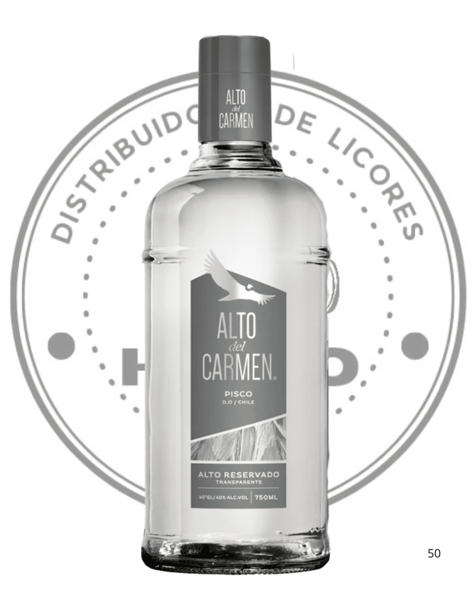 PISCO ALTO DEL CARMEN RESERVADO TRANSPARENTE 40° 750 CC1