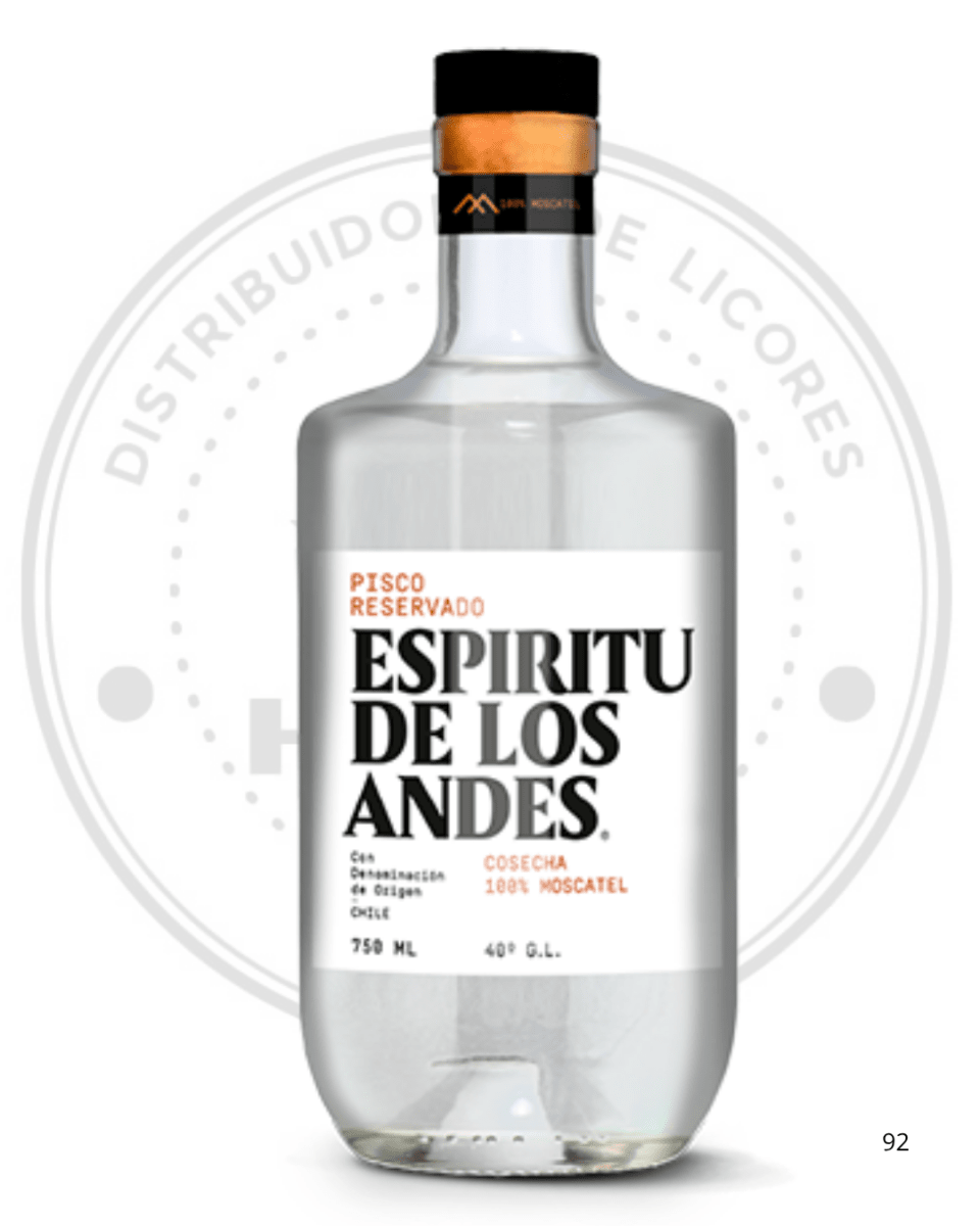 PISCO ESPIRITU DE LOS ANDES RESERVADO 40º GL 750 CC1