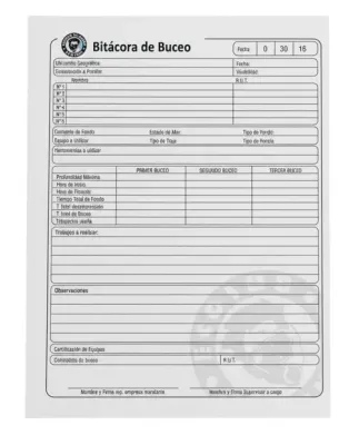 BITÁCORA DE BUCEO SUPERVISOR
