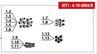 KIT PERNOS Y ARANDELAS PARA CAMBIO DE SOPORTE COLTRI 6-10-0004/R1