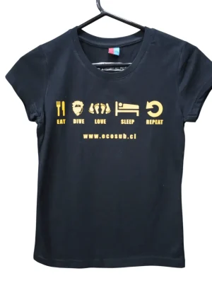 POLERA DISEÑO ECOSUB NEGRA MUJER