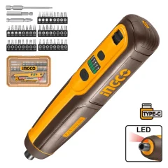 ATORNILLADOR INALAMBRICO +40 ACCESORIOS 1/4 PULGADA 4V INGCO