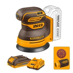 LIJADORA ROTO-ORBITAL BL+BAT 2AH Y CARG 20V/125 MM INGCO