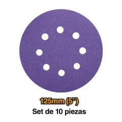 SET DISCOS DE LIJA ZIRCONIO 10 PZA INDUSTRIAL 125MM/5 PULGADAS P40-120 INGCO