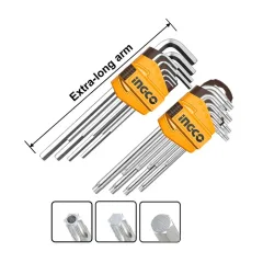 SET LLAVES ALLEN /TORX INDUSTRIAL 18 PIEZAS 1.5-10MM/T10-50 INGCO