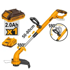 ORILLADORA INALAMBRICA + BATERIA 2AH Y CARGADOR RAPIDO 20V INGCO