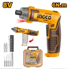 ATORNILLADOR INALAMBRICO +17 ACCESORIOS 1/4PULGADA 8V INGCO