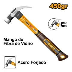 MARTILLO CARPINTERO MAGNETICO MANGO FV 450G/16OZ INGCO