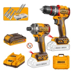 SET TALADRO PE Y ATORNILLADOR IMP+2BAT 2 AH Y CARG BL 20V INGCO OFERTA