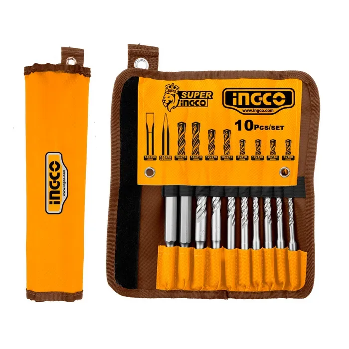 SET DE BROCAS Y CINCELES SDS PLUS 10 PIEZAS INGCO1
