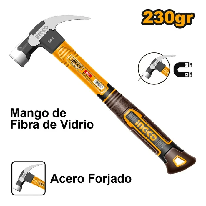 MARTILLO CARPINTERO MAGNETICO MANGO FV 220G/80Z INGCO1