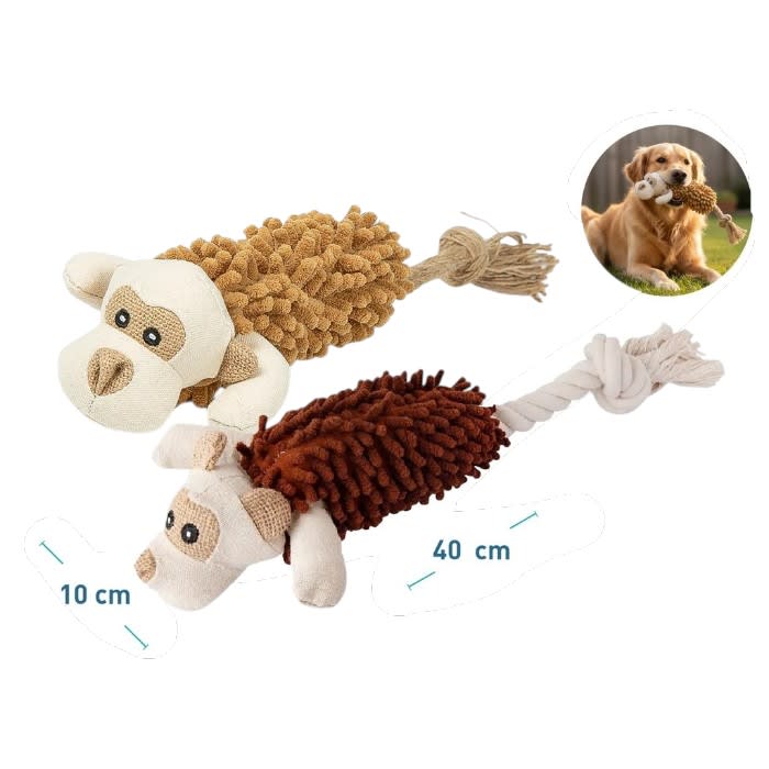 Peluche Perro Erizo + Cuerda