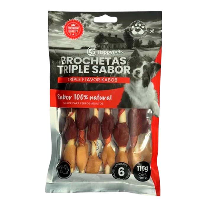 Brochetas Triple Sabor Happypets 115 g