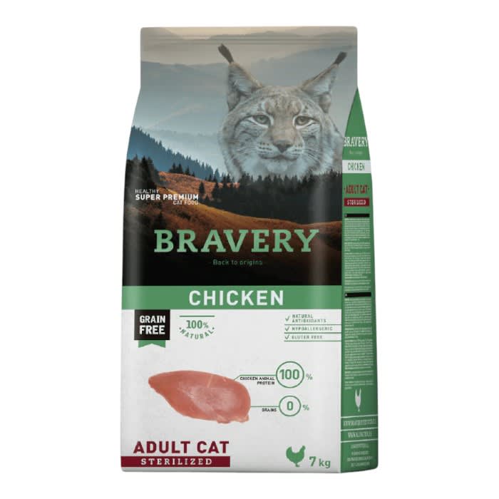 Bravery Gato chicken esterilizado adulto 7 kg