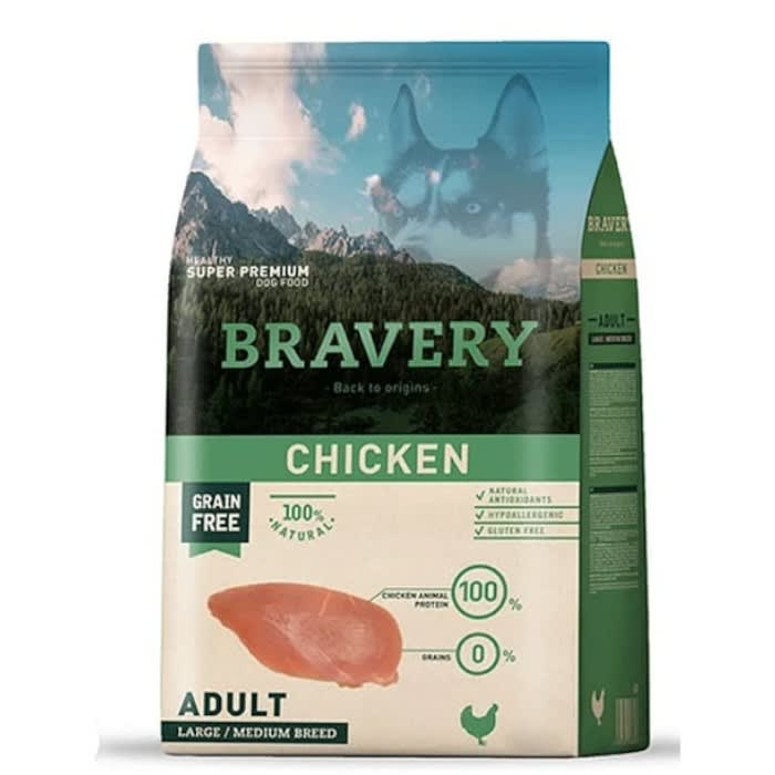 Bravery perro chicken adulto L/M 4 kg
