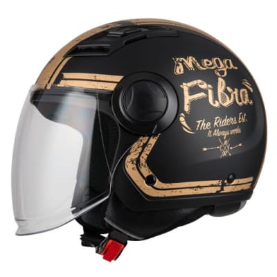 CASCO ABIERTO FIBRA MEGA RIDERS MATT BLACK GOLD1