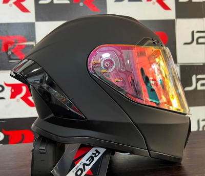 CASCO ABATIBLE REVO NEGRO MATE C/ LUZ LED VISOR ROJO1
