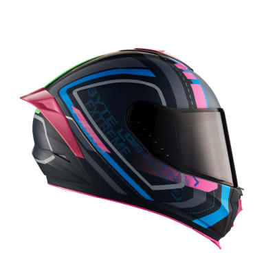 CASCO INTEGRAL FIBRA BYTE STREAM CHROMA EXTREME AZUL/AZUL/ROSADO MATE1