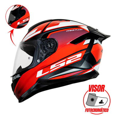 CASCO INTEGRAL LS2 FF802 IMPACT ROJO/BLANCO - VISOR FOTOCROMATICO1