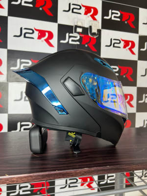 CASCO ABATIBLE SOMAN SAFIRO NEGRO / AZUL VISOR REVO1
