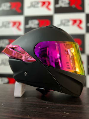 CASCO ABATIBLE LOGAN TH-02 NEGRO MATE SAFIRO ROSADO