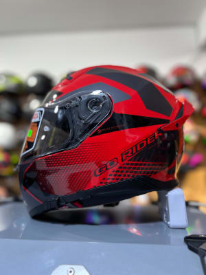 CASCO INTEGRAL NZI GO RIDER STREAM QUADRI RED / BLACK / ANTRACITE1
