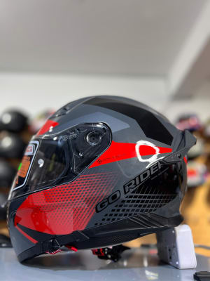 CASCO INTEGRAL NZI GO RIDER STREAM QUADRI ANTRANCITE / RED / BLACK1