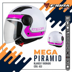 CASCO ABIERTO FIBRA MEGA PIRAMID BLANCO ROSADO BRILLO