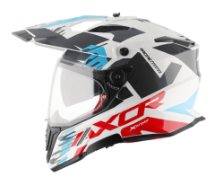 CASCO INTEGRAL AXOR X-CROSS X1  BLANCO/ROJO/AZUL BRILLO