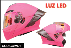 CASCO ABATIBLE LOGAN W7 FUCSIA MATE C/ LUZ LED