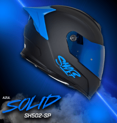 CASCO INTEGRAL SHAFT SH-502 SP NEGRO MATE SPOILER AZUL