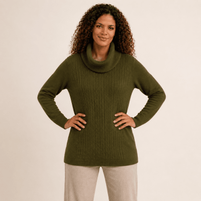 Sweater cuello subido holgado fantasía mujer Flco F13421