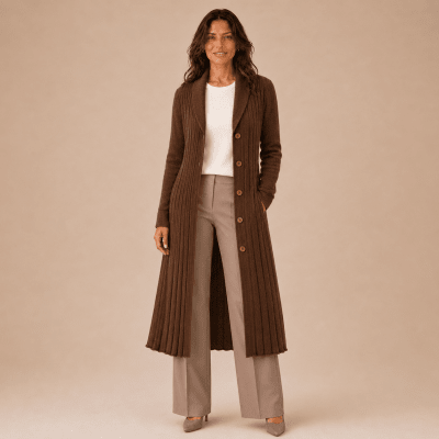 Abrigo largo plisado mujer F15371