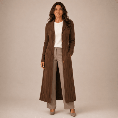 Abrigo largo plisado mujer F15371