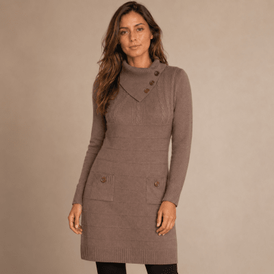 Vestido cerrado cuello con botones mujer F13741