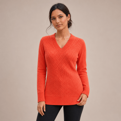 Sweater fantasía cuello V mujer Flch F13861