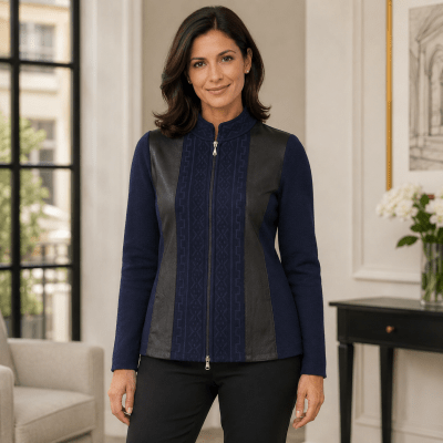 Chaqueta corta aplicación cuero mujer Daniela1