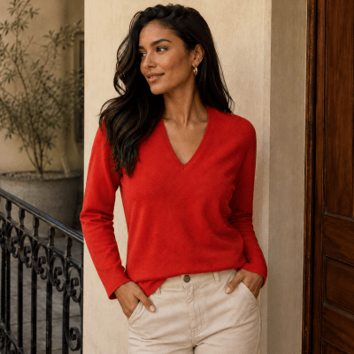Sweater cuello V liviano mujer Diana D9391