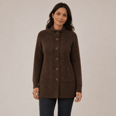Abrigo botones cuello subido mujer F14321
