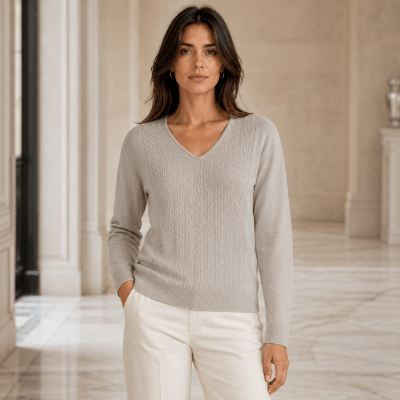 Sweater corto cuello V Diana D16061