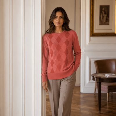 Sweater cuello redondo rombos mujer Nancy D15351