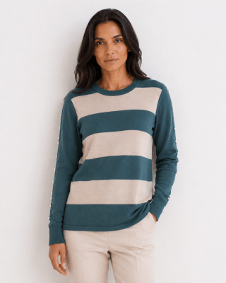 Sweater a rayas con perlas mujer CA73361