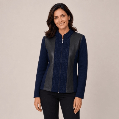 Chaqueta corta aplicación cuero mujer Daniela3