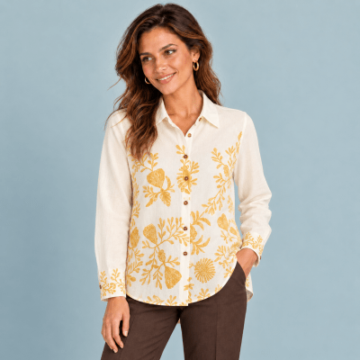Blusa lino viscosa estampada 2076481