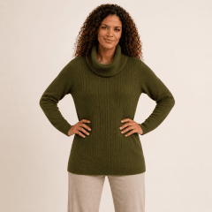 Sweater cuello subido holgado fantasía mujer Flco F1342