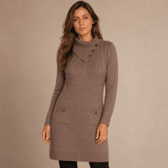 Vestido cerrado cuello con botones mujer F1374