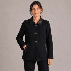 Chaqueta solapa de cuero mujer Salomé