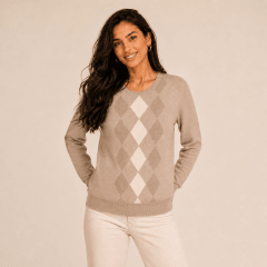 Sweater cuello redondo intarcia mujer Nancy D1471
